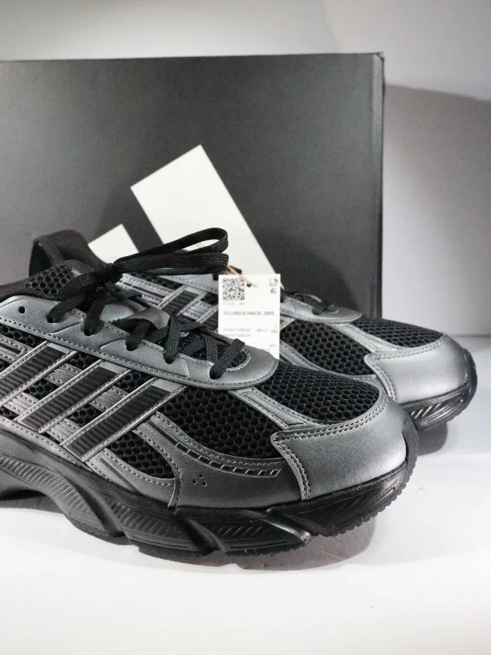 Adidas TechnoChaos 2000 Core Black Metallic Mens Size 11.5 JR7229 NEW W/Box